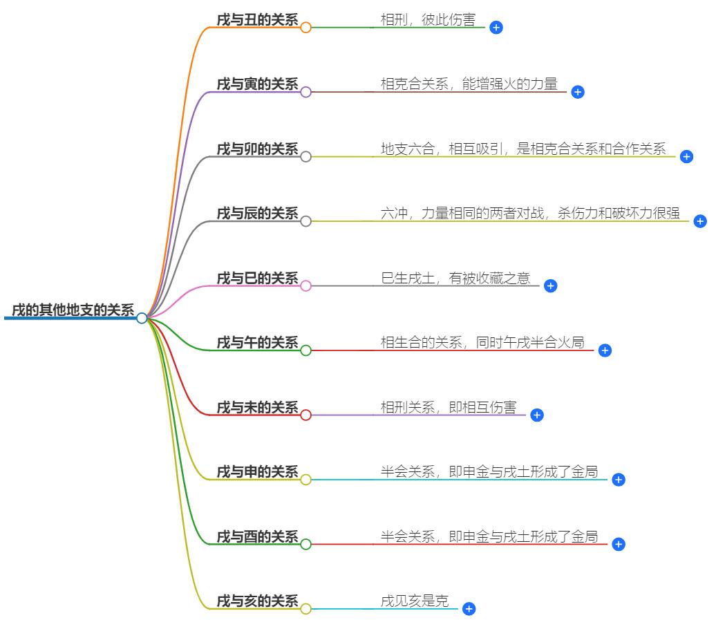 戌的其他地支的关系，入分析地支间的相互作用